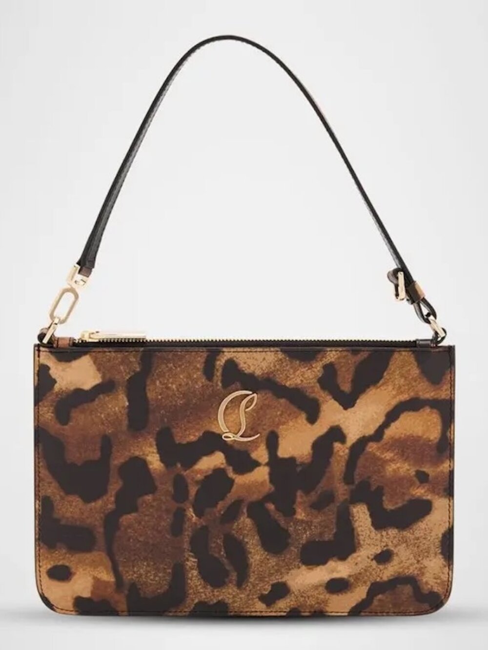 Christian Louboutin LOUBI54 Leopard Bengali Tiger Flat Pouch Clutch Bag